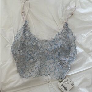 Free People Light Blue Floral Lace Bralette